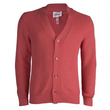 Pre Owned Brioni Pink Chunky Knit Button Front Cardigan L