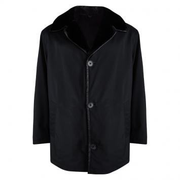 Pre Owned Brioni Black Fur Trim Jacket XXXL