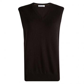 Pre Owned Brunello Cucinelli Brown Cashmere Sleeveless V-Neck Sweater M