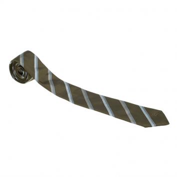 Pre Owned Burberry Olive Green and White Striped Silk Tie