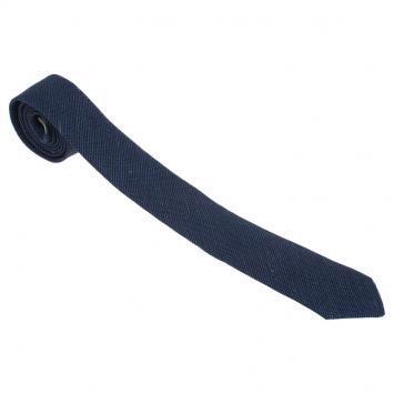 Pre Owned Burberry Navy Blue Woven Silk and Linen Blend Tie