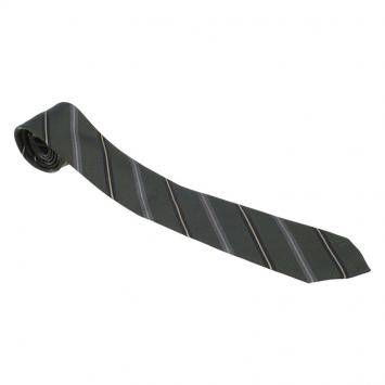 Pre Owned Burberry Olive Green Striped Silk Tie