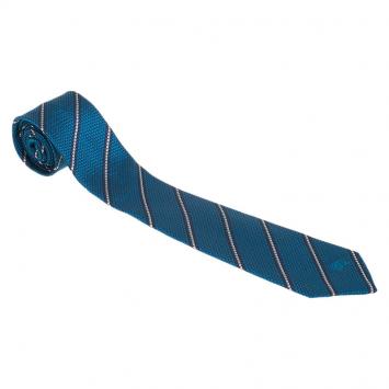 Pre Owned Burberry Blue Striped Silk Tie