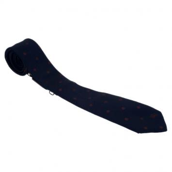 Pre Owned Burberry Navy Blue Polka Dot Silk Tie