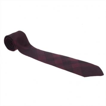 Pre Owned Burberry Red Nova Check Silk and Wool Blend Tie