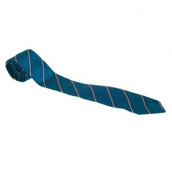 Pre Owned Burberry Blue Striped Silk Tie