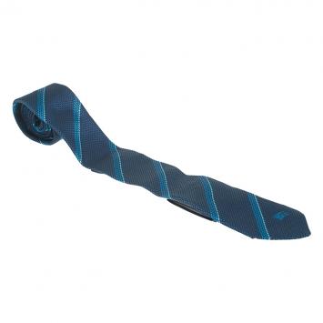 Pre Owned Burberry Blue Two Tone Striped Silk Tie