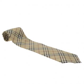 Pre Owned Burberry Beige Novacheck Silk Tie