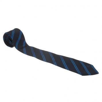 Pre Owned Burberry Navy Blue Striped Silk Tie