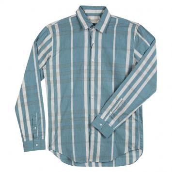 Pre Owned Burberry Blue Checked Cotton Button Front Long Sleeve Shirt S