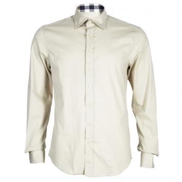 Pre Owned Burberry Men's Taupe Cotton Shirt L