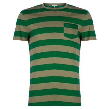 Pre Owned Burberry Brit Men's Green Striped T-Shirt XL