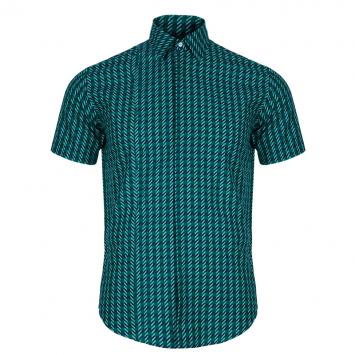 Pre Owned Burberry Men's Green Printed Cotton Shirt S