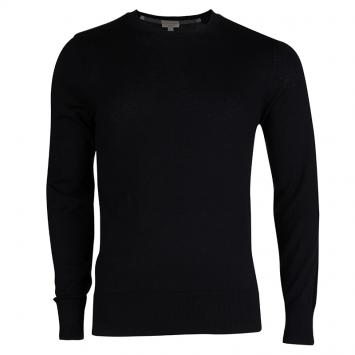 Pre Owned Burberry Black Novacheck Shoulder Detail Cashmere Sweater XXL