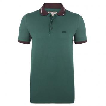 Pre Owned Burberry Brit Green Contrast Collar Short Sleeve Polo Shirt M