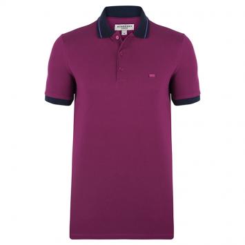 Pre Owned Burberry Brit Purple Contrast Collar Short Sleeve Polo Shirt M