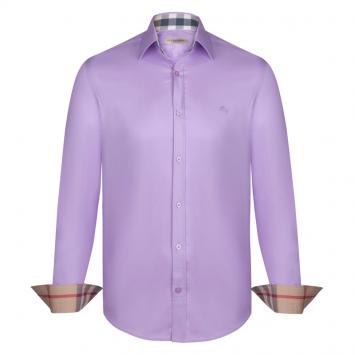 مملوكة مسبقًا Burberry Brit Lilac Novacheck Detail Cotton Shirt M
