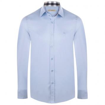 Pre Owned Burberry Brit Light Blue Novacheck Detail Cotton Shirt XL