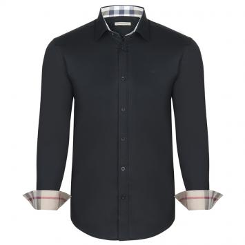 Pre Owned Burberry Brit Black Novacheck Detail Cotton Shirt L