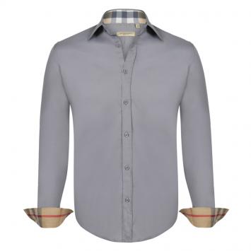 Pre Owned Burberry Brit Grey Novacheck Detail Cotton Shirt XXL