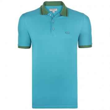 Pre Owned Burberry Brit Aqua Blue Contrast Collar Short Sleeve Polo Shirt M