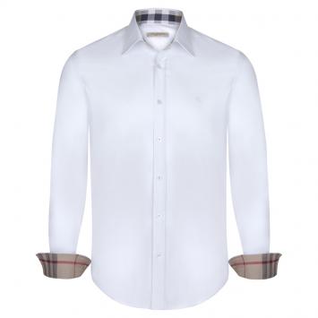 Pre Owned Burberry Brit White Novacheck Detail Cotton Shirt XXL