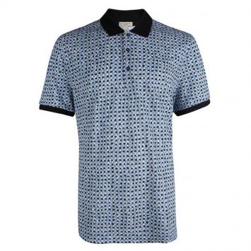 Pre Owned Burberry Brit Blue Printed Polo T-Shirt XXXL