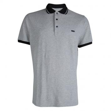 Pre Owned Burberry Grey Contrast Collar Polo T-Shirt XXL