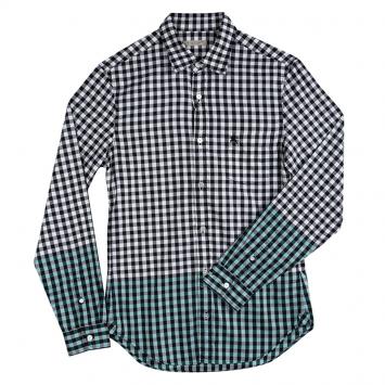 Pre Owned Burberry Brit Monochrome Gingham Checked Cotton Colourblock Long Sleeve Shirt S