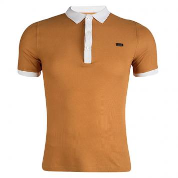 Pre Owned Burberry London Saffron Orange Contrast Collar Polo T-Shirt XS