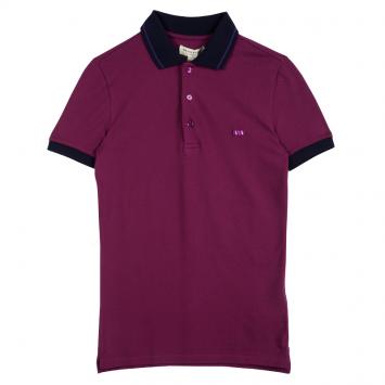 Pre Owned Burberry London Burgundy Contrast Collar Atkins Polo T-Shirt XS