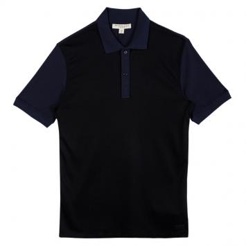 Pre Owned Burberry Black and Navy Blue Colorblock Polo T-Shirt XS