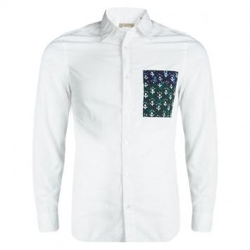 Pre Owned Burberry Brit White Cotton Contrast Pocket Detail Long Sleeve Owen Shirt S