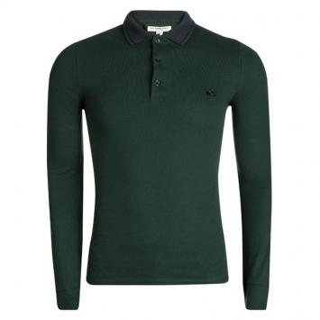 Pre Owned Burberry London Deep Bottle Green Long Sleeve Anderton Polo T-Shirt XS