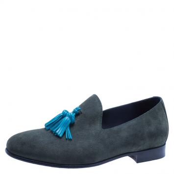 Pre Owned Burberry Prorsum Green Suede Lewis Tassel Loafers Size 43