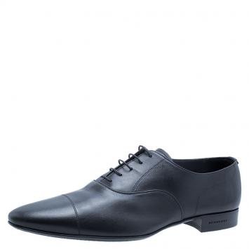 Pre Owned Burberry Black Leather Cap Toe Lace Up Derby Size 44