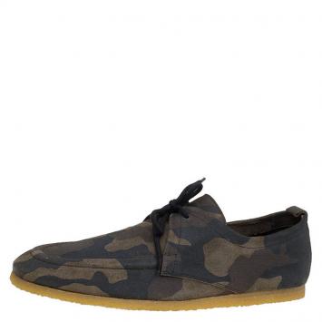 مملوكة مسبقًا Burberry Olive Camouflage Print Leather Tobias Loafers Size 44