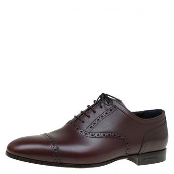 Pre Owned Burberry Brown Brogue Leather Markwell Lace Up Oxfords Size 40