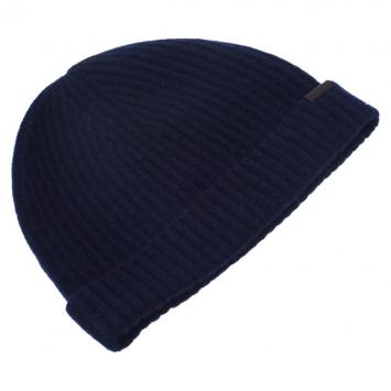 Pre Owned Burberry Navy Blue Cashmere Rib Knit Beanie