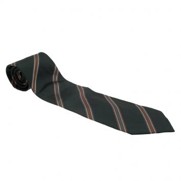 Pre Owned Burberry Green and Brown Striped Silk Tie