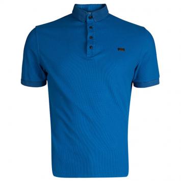Pre Owned Burberry London Blue Knit Polo T-Shirt L