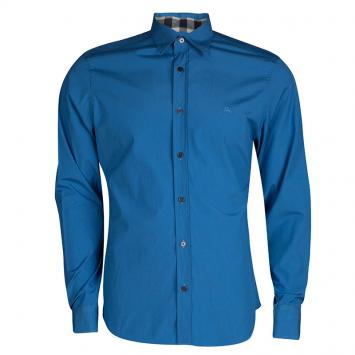 Pre Owned Burberry Blue Long Sleeve Button Front Cotton Shirt L