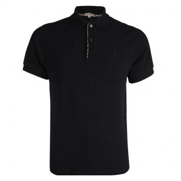 Pre Owned Burberry Black Nova Check Trim Polo T-shirt L