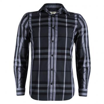مملوكة مسبقًا Burberry London Grey Checked Cotton Long Sleeve Button Front Shirt S
