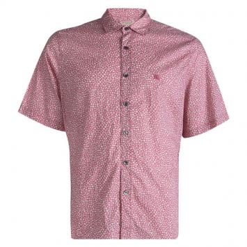 Pre Owned Burberry Brit Pink Cotton Floral Printed Short Sleeve Button Front Shirt XXL