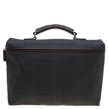 Pre Owned Burberry Brown Smoked Check PVC Document Case