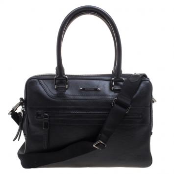 Pre Owned Burberry Black Leather Briefcase