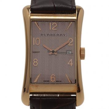 Pre Owned Burberry Grey Gold-Plated Stainless Steel BU3000 Men's Wristwatch 26MM