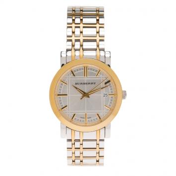 Pre Owned Burberry Silver Stainless Steel BU1350 Men's Wristwatch 38MM