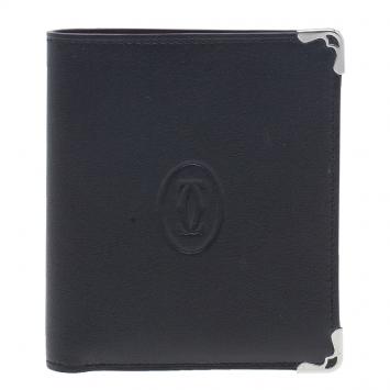 Pre Owned Cartier Black Leather Must De Cartier Multiple Wallet